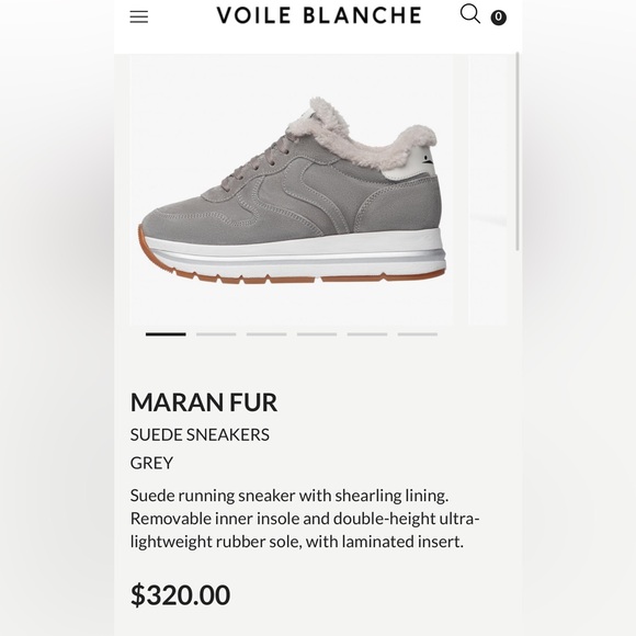 NWT VOILE BLANCHE MARAN Fur Suede Sneakers in Grey - Picture 6 of 16